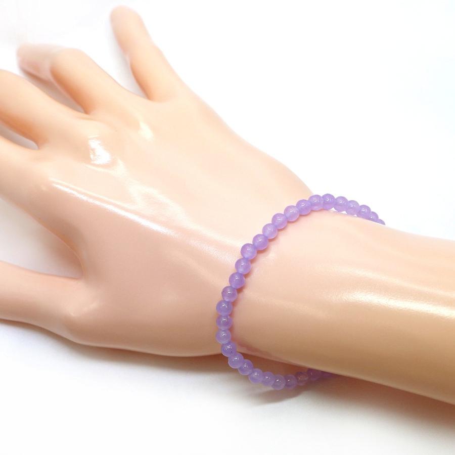 パワーストーン 天然石 ブレスレット カラージェード(ラベンダー・染め) 丸玉 4mm 数珠 念珠 Bracelet お試し価格 |  | 02