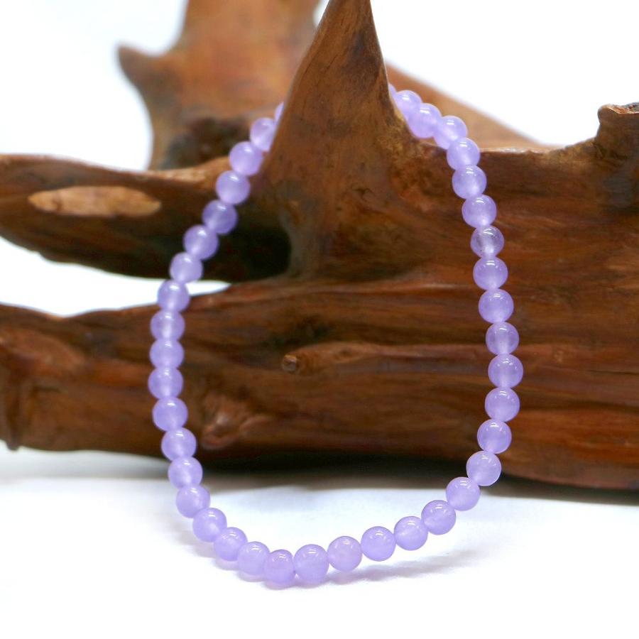 パワーストーン 天然石 ブレスレット カラージェード(ラベンダー・染め) 丸玉 4mm 数珠 念珠 Bracelet お試し価格 |  | 03