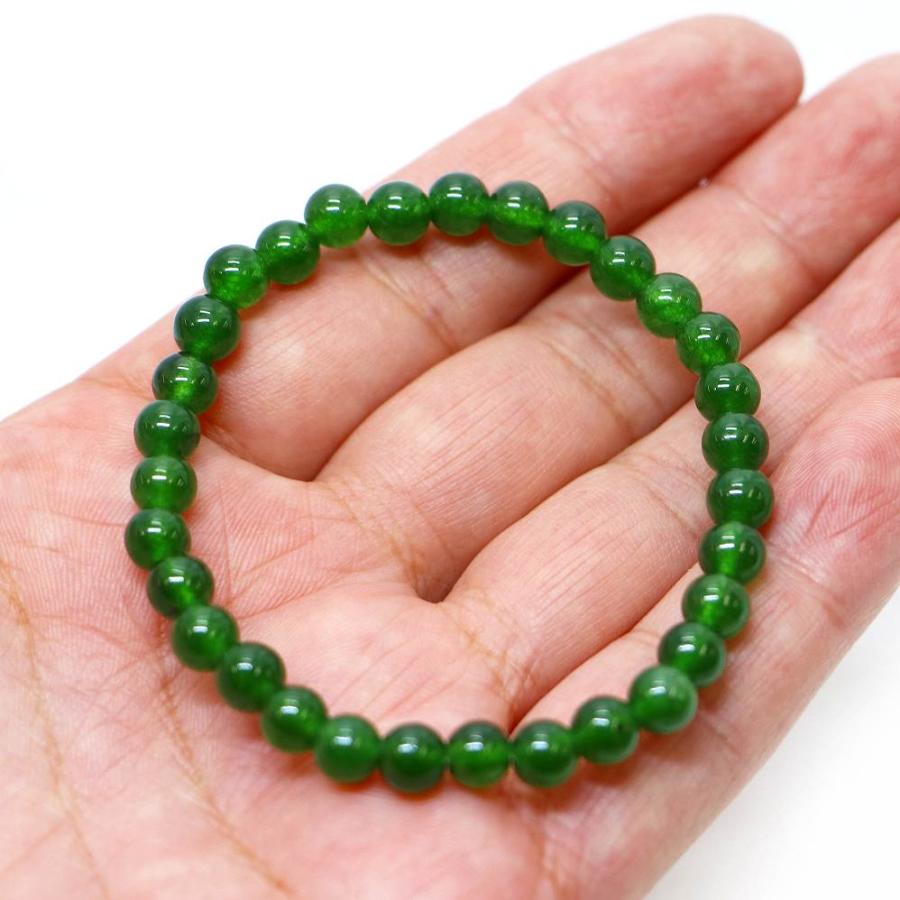 パワーストーン 天然石 ブレスレット カラージェード(ティーグリーン・染め) 丸玉 6mm 数珠 念珠 Bracelet お試し価格 |  | 04