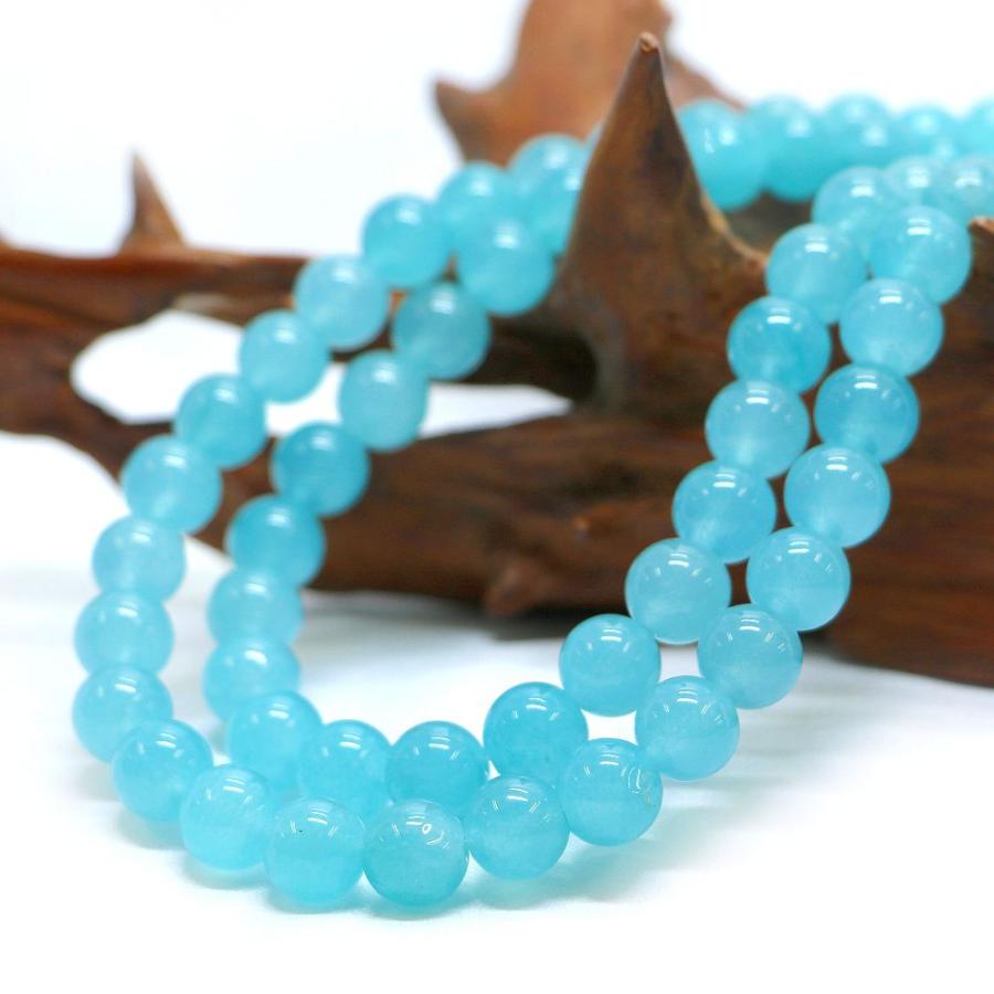 パワーストーン 天然石 ブレスレット カラージェード(ブルー・染め) 丸玉 10mm 数珠 念珠 Bracelet お試し価格 |  | 11