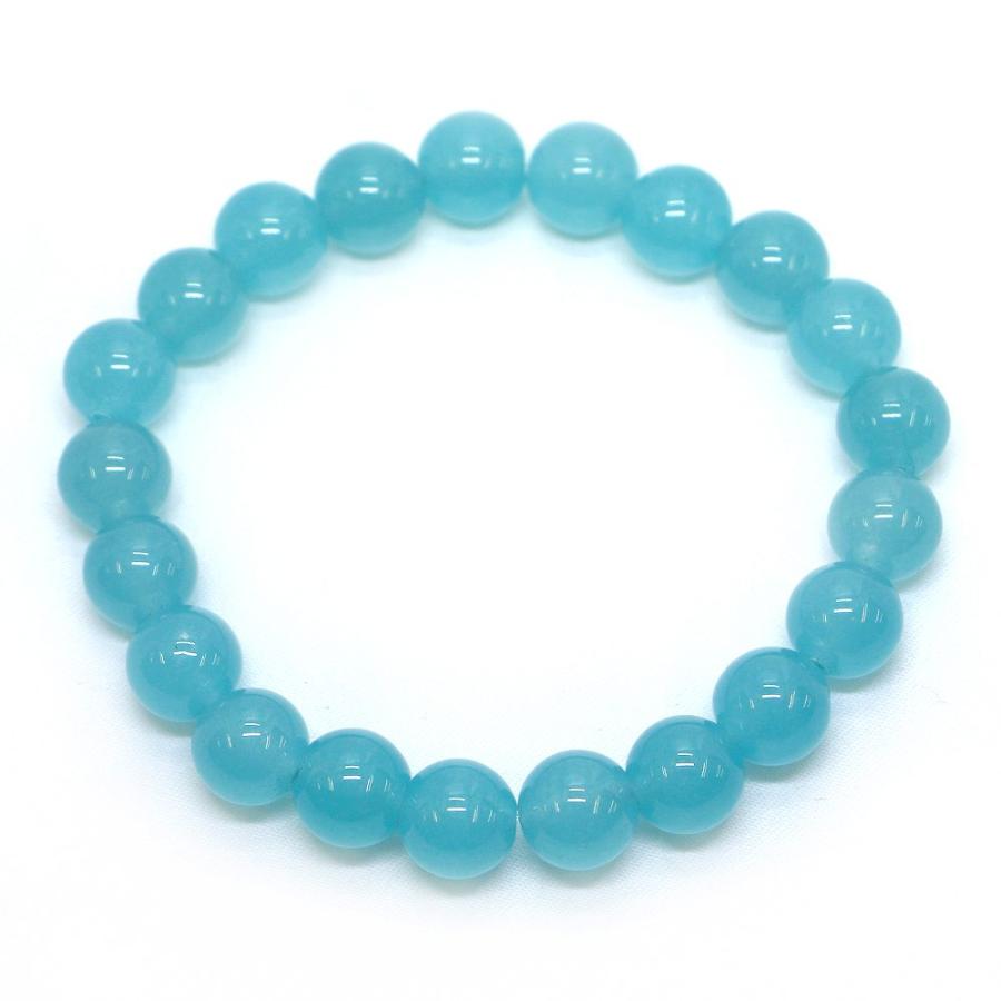 パワーストーン 天然石 ブレスレット カラージェード(ブルー・染め) 丸玉 10mm 数珠 念珠 Bracelet お試し価格 |  | 01