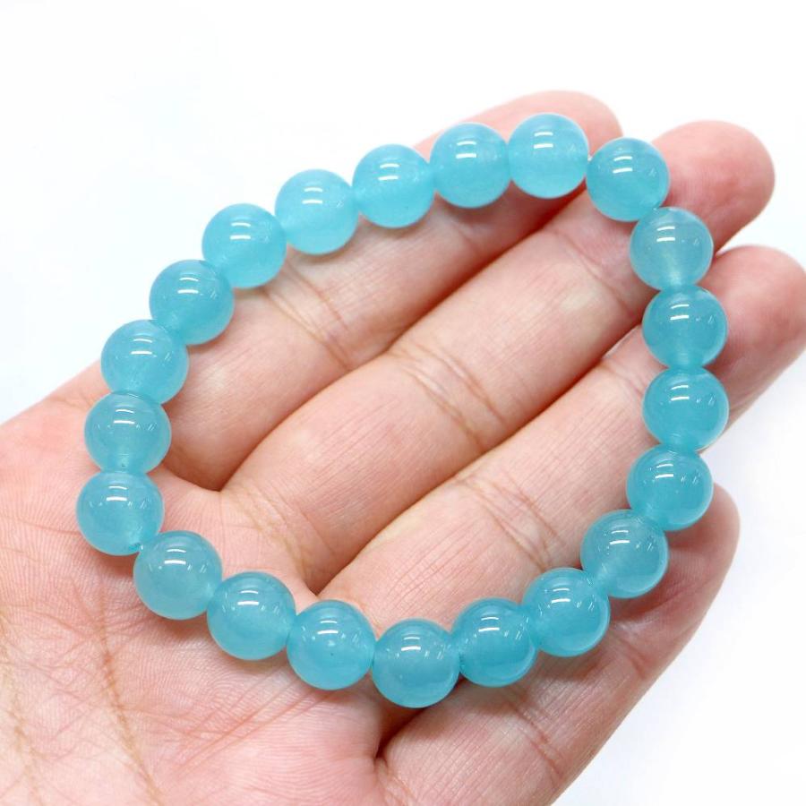 パワーストーン 天然石 ブレスレット カラージェード(ブルー・染め) 丸玉 10mm 数珠 念珠 Bracelet お試し価格 |  | 04