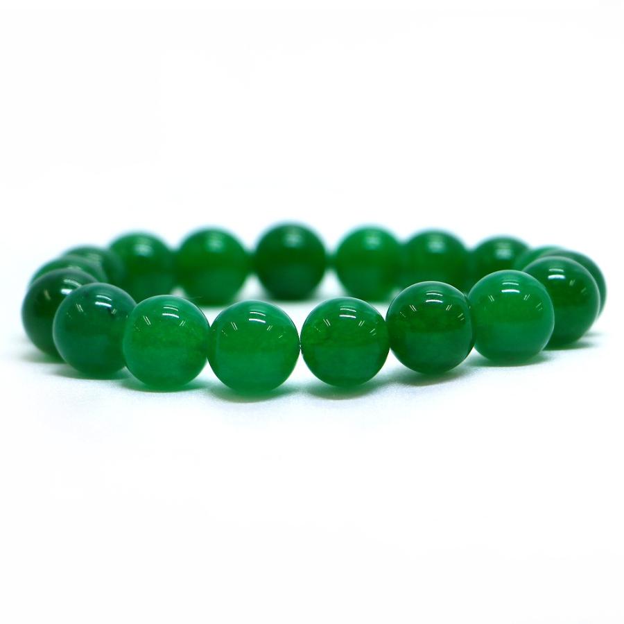 パワーストーン 天然石 ブレスレット カラージェード(グリーン・染め) 丸玉 12mm 数珠 念珠 Bracelet お試し価格 | 