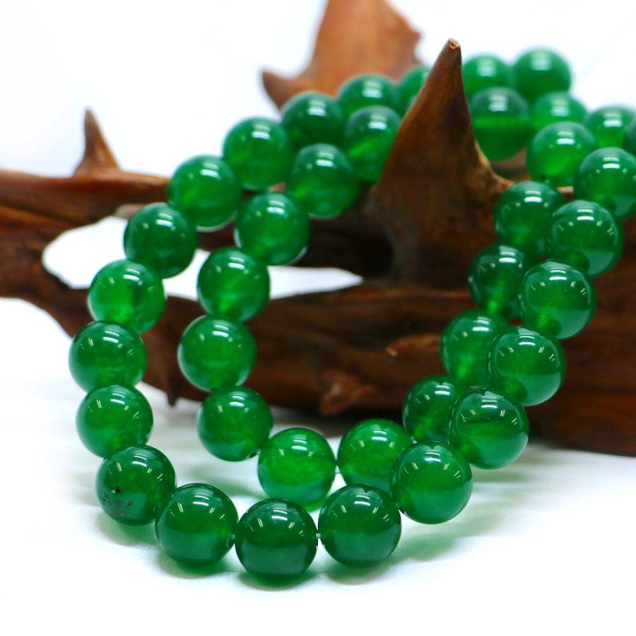 パワーストーン 天然石 ブレスレット カラージェード(グリーン・染め) 丸玉 12mm 数珠 念珠 Bracelet お試し価格 |  | 11