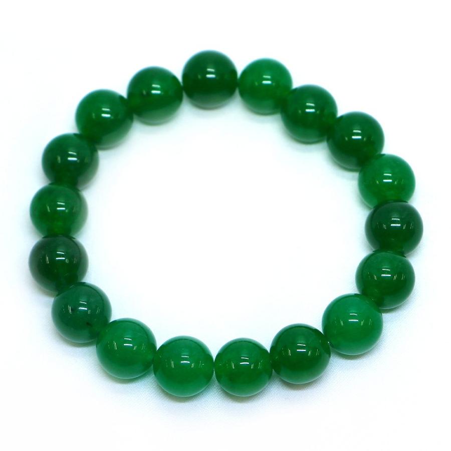 パワーストーン 天然石 ブレスレット カラージェード(グリーン・染め) 丸玉 12mm 数珠 念珠 Bracelet お試し価格 |  | 01