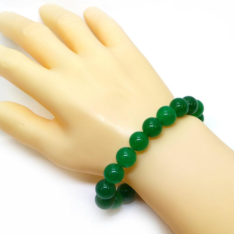 パワーストーン 天然石 ブレスレット カラージェード(グリーン・染め) 丸玉 12mm 数珠 念珠 Bracelet お試し価格 |  | 02