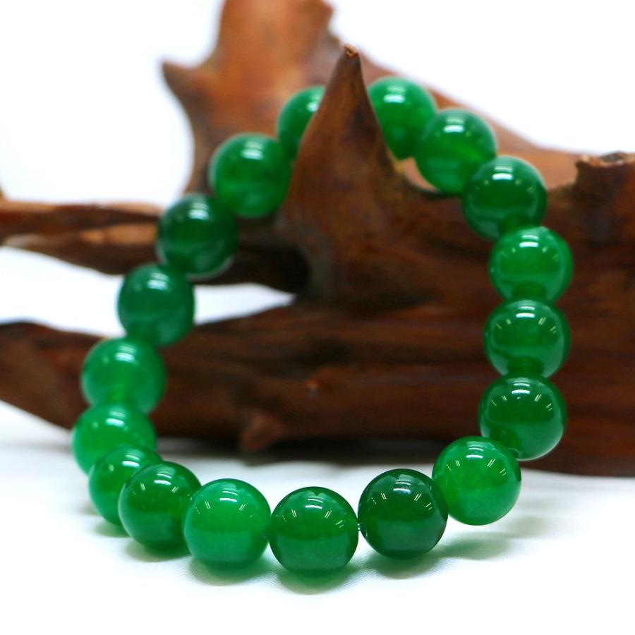 パワーストーン 天然石 ブレスレット カラージェード(グリーン・染め) 丸玉 12mm 数珠 念珠 Bracelet お試し価格 |  | 03