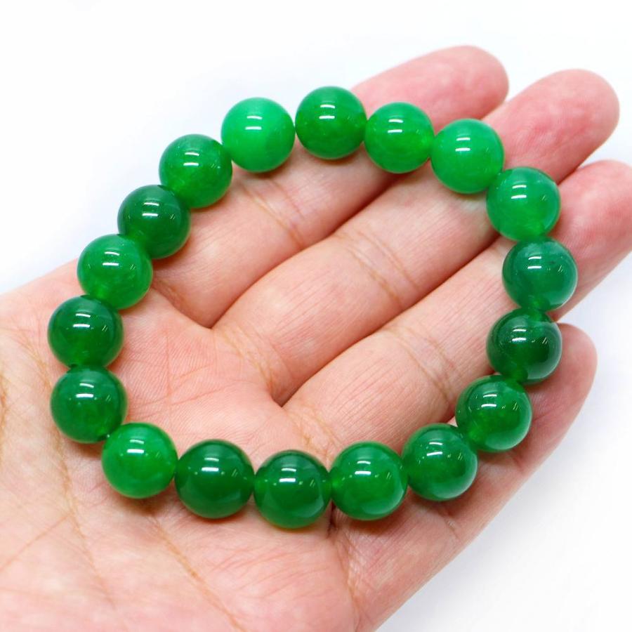 パワーストーン 天然石 ブレスレット カラージェード(グリーン・染め) 丸玉 12mm 数珠 念珠 Bracelet お試し価格 |  | 04