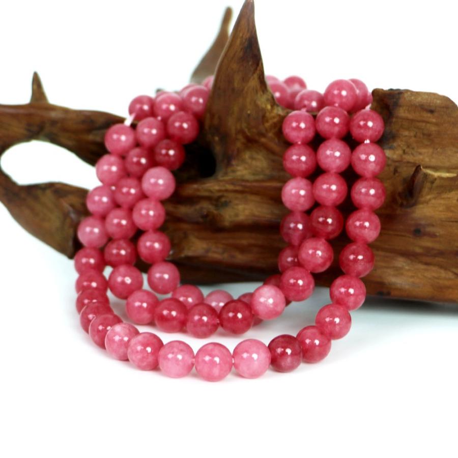 パワーストーン 天然石 ブレスレット カラージェード(ローズピンク・染め) 丸玉 8mm 数珠 念珠 Bracelet お試し価格 |  | 11