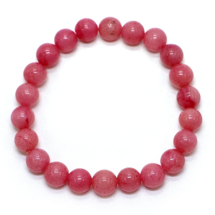パワーストーン 天然石 ブレスレット カラージェード(ローズピンク・染め) 丸玉 8mm 数珠 念珠 Bracelet お試し価格 |  | 01