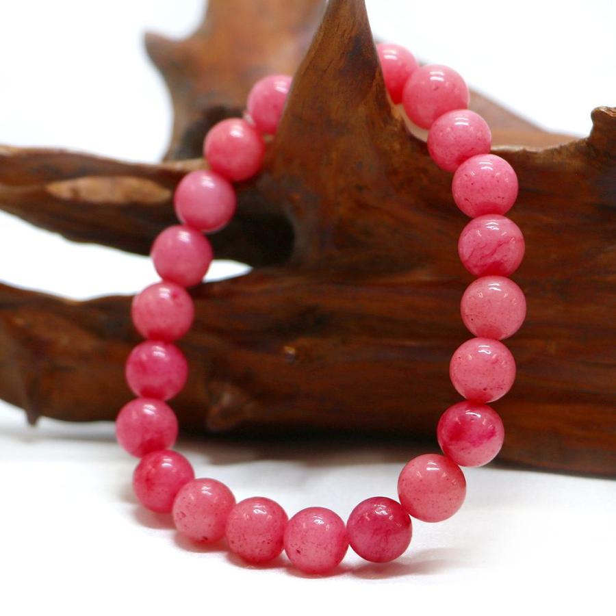 パワーストーン 天然石 ブレスレット カラージェード(ローズピンク・染め) 丸玉 8mm 数珠 念珠 Bracelet お試し価格 |  | 03