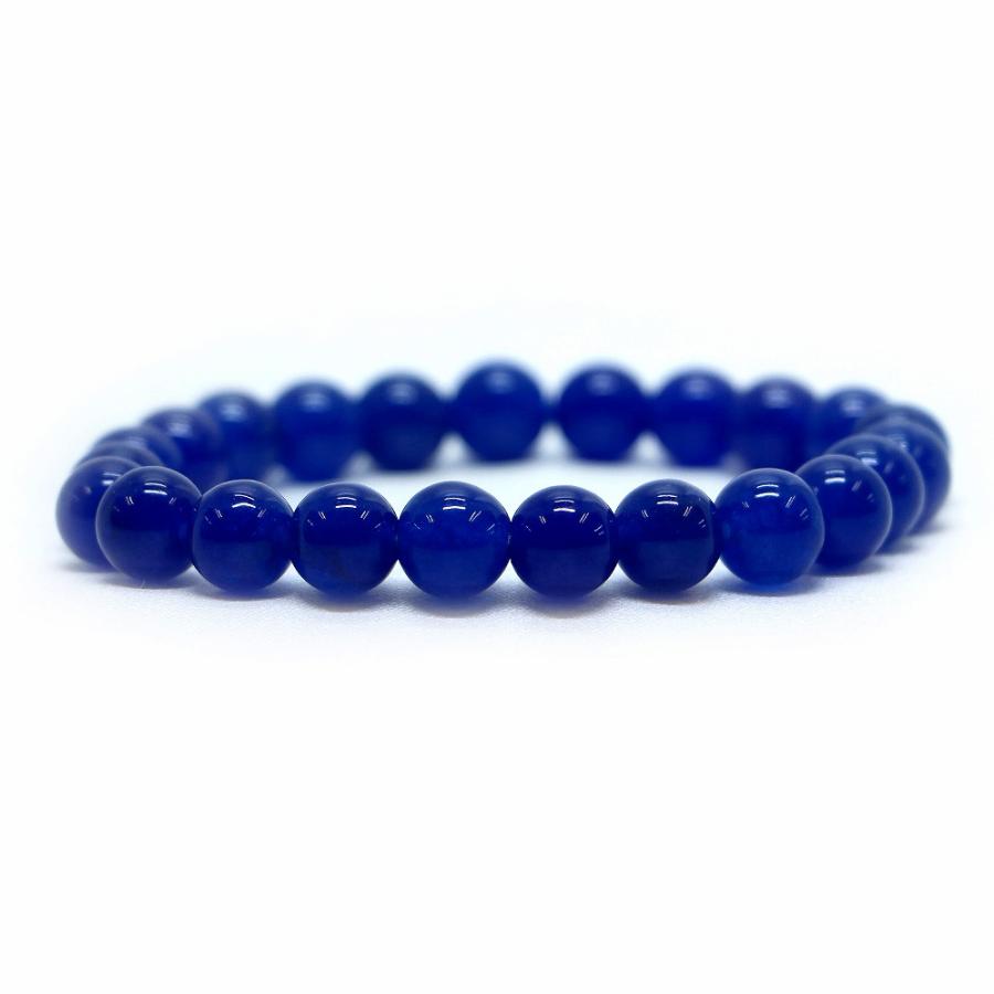 パワーストーン 天然石 ブレスレット カラージェード(ネイビー・染め) 丸玉 8mm 数珠 念珠 Bracelet お試し価格 | 