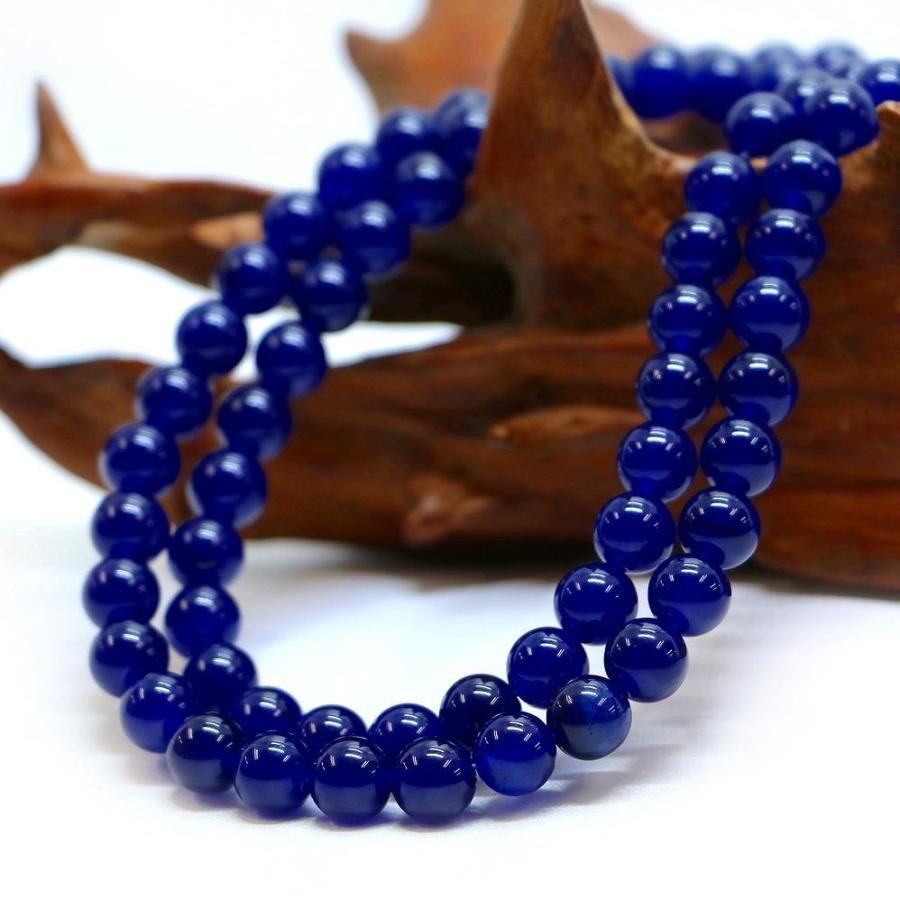 パワーストーン 天然石 ブレスレット カラージェード(ネイビー・染め) 丸玉 8mm 数珠 念珠 Bracelet お試し価格 |  | 11