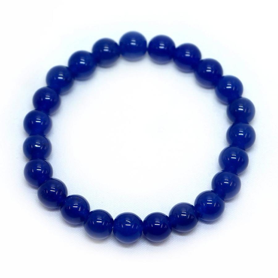 パワーストーン 天然石 ブレスレット カラージェード(ネイビー・染め) 丸玉 8mm 数珠 念珠 Bracelet お試し価格 |  | 01
