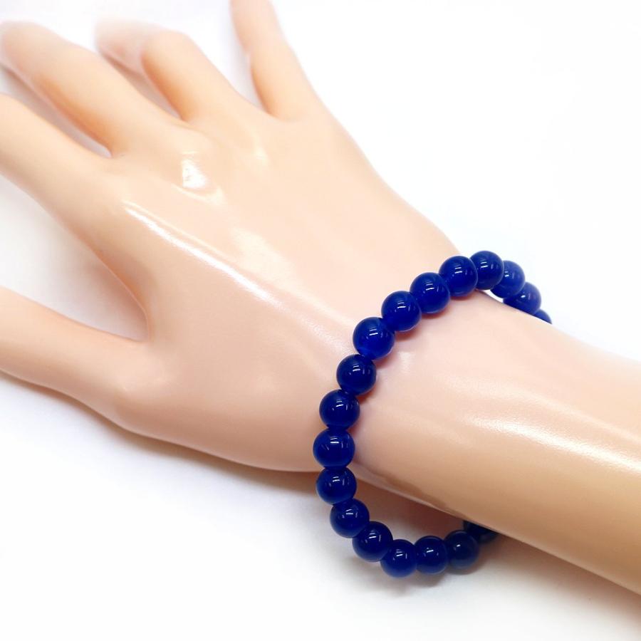 パワーストーン 天然石 ブレスレット カラージェード(ネイビー・染め) 丸玉 8mm 数珠 念珠 Bracelet お試し価格 |  | 02