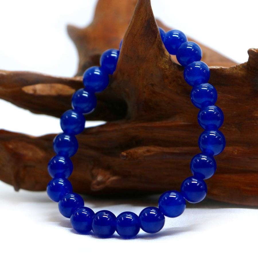 パワーストーン 天然石 ブレスレット カラージェード(ネイビー・染め) 丸玉 8mm 数珠 念珠 Bracelet お試し価格 |  | 03