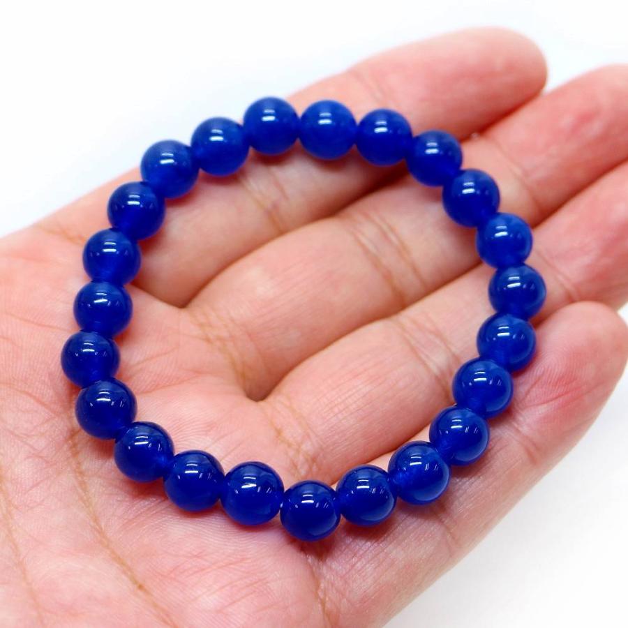 パワーストーン 天然石 ブレスレット カラージェード(ネイビー・染め) 丸玉 8mm 数珠 念珠 Bracelet お試し価格 |  | 04