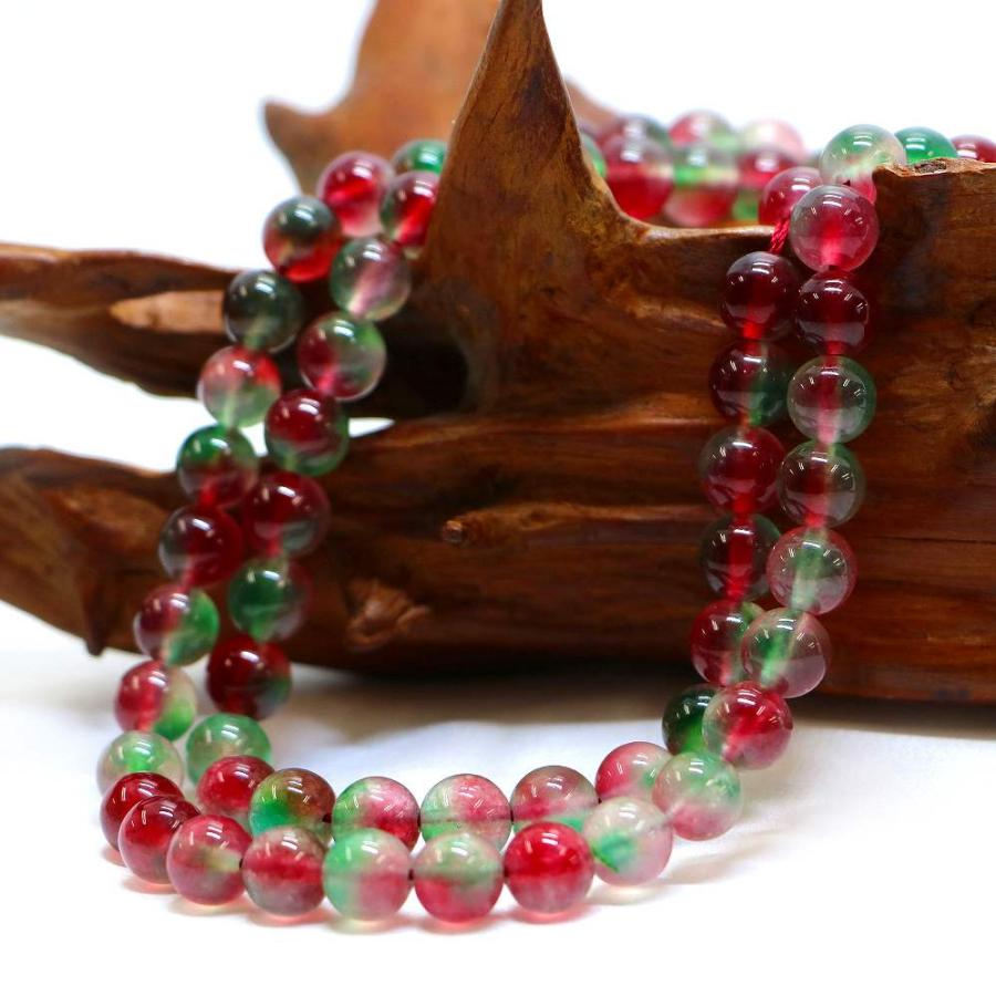 パワーストーン 天然石 ブレスレット カラージェード(ウォーターメロン・染め) 丸玉 8mm 数珠 念珠 Bracelet お試し価格 |  | 11