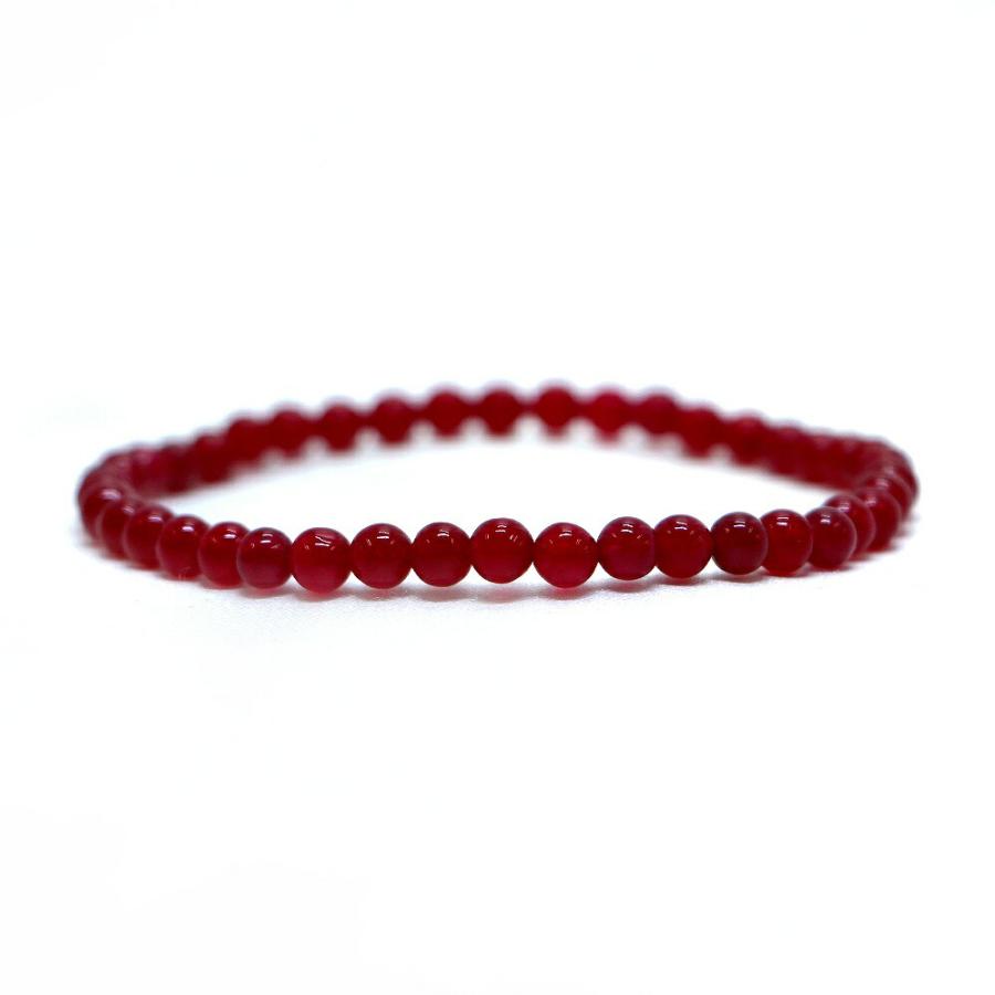 パワーストーン 天然石 ブレスレット カラージェード(レッド・染め) 丸玉 4mm 数珠 念珠 Bracelet お試し価格 | 