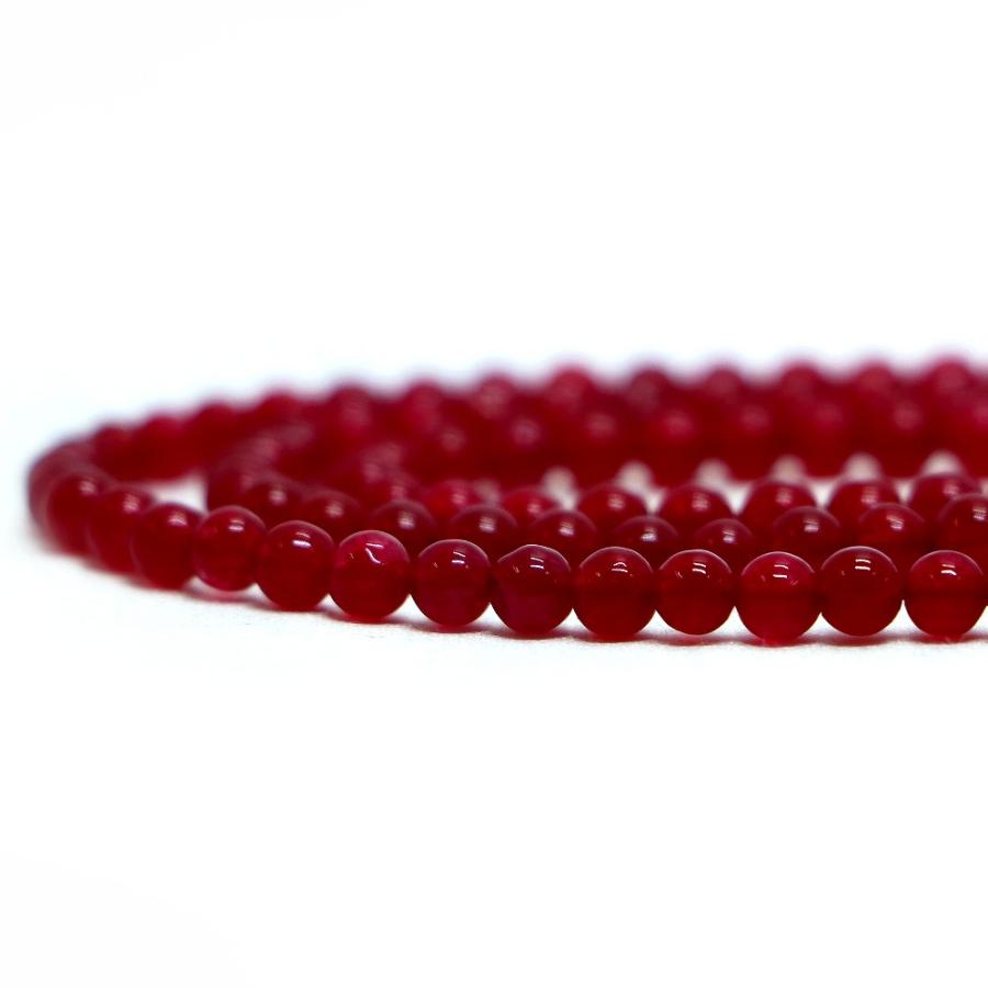 パワーストーン 天然石 ブレスレット カラージェード(レッド・染め) 丸玉 4mm 数珠 念珠 Bracelet お試し価格 |  | 10