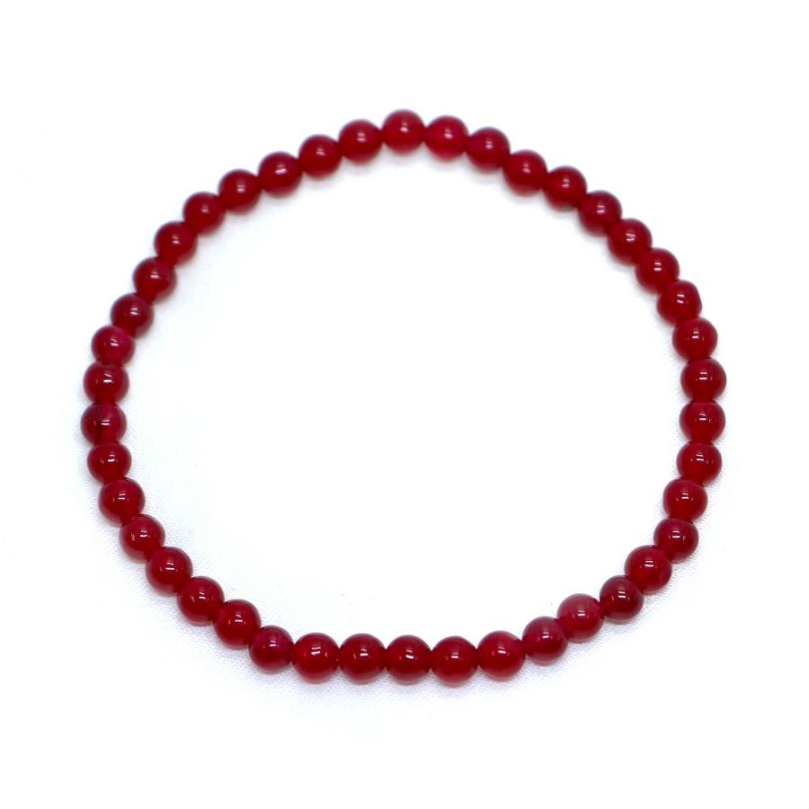 パワーストーン 天然石 ブレスレット カラージェード(レッド・染め) 丸玉 4mm 数珠 念珠 Bracelet お試し価格 |  | 01