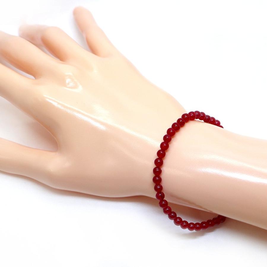 パワーストーン 天然石 ブレスレット カラージェード(レッド・染め) 丸玉 4mm 数珠 念珠 Bracelet お試し価格 |  | 02
