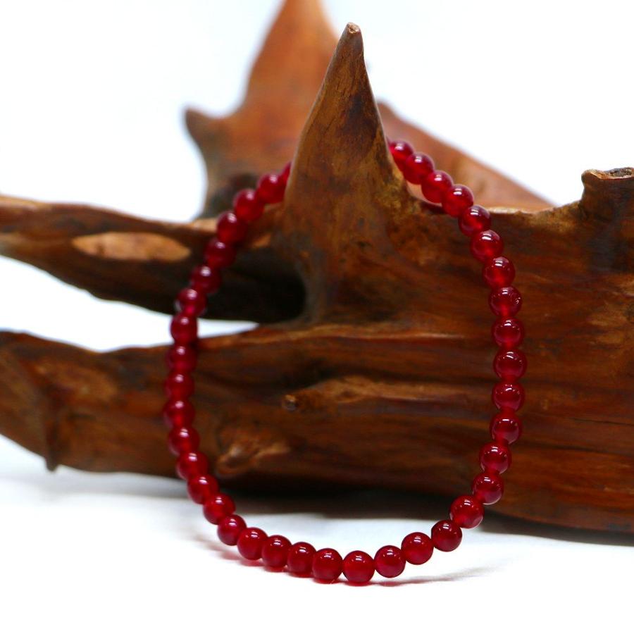 パワーストーン 天然石 ブレスレット カラージェード(レッド・染め) 丸玉 4mm 数珠 念珠 Bracelet お試し価格 |  | 03