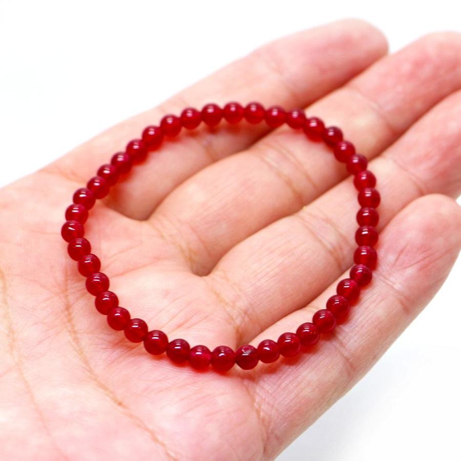 パワーストーン 天然石 ブレスレット カラージェード(レッド・染め) 丸玉 4mm 数珠 念珠 Bracelet お試し価格 |  | 04
