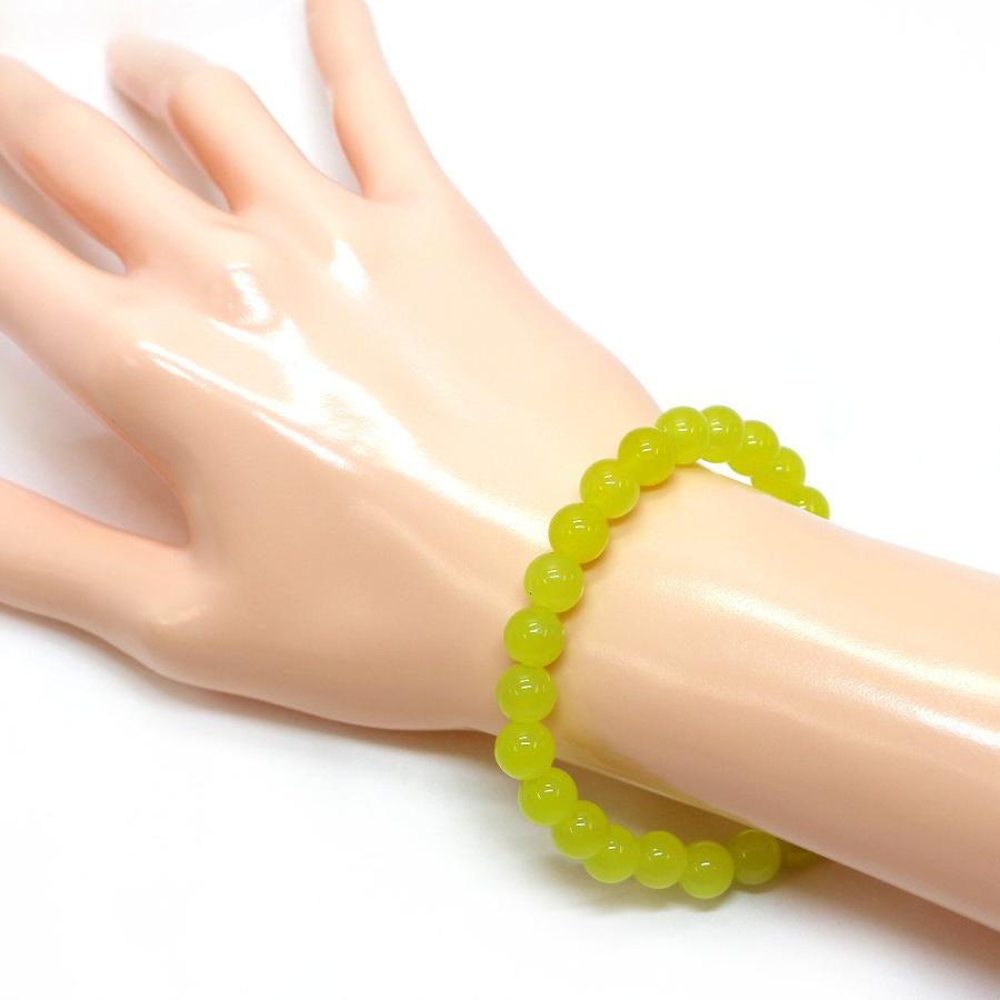 パワーストーン 天然石 ブレスレット カラージェード(ライム・染め) 丸玉 8mm 数珠 念珠 Bracelet お試し価格 |  | 02