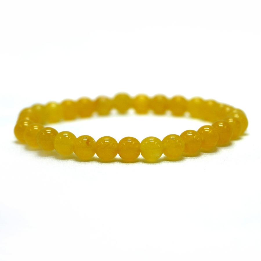 パワーストーン 天然石 ブレスレット カラージェード(イエロー・染め) 丸玉 6mm 数珠 念珠 Bracelet お試し価格 | 