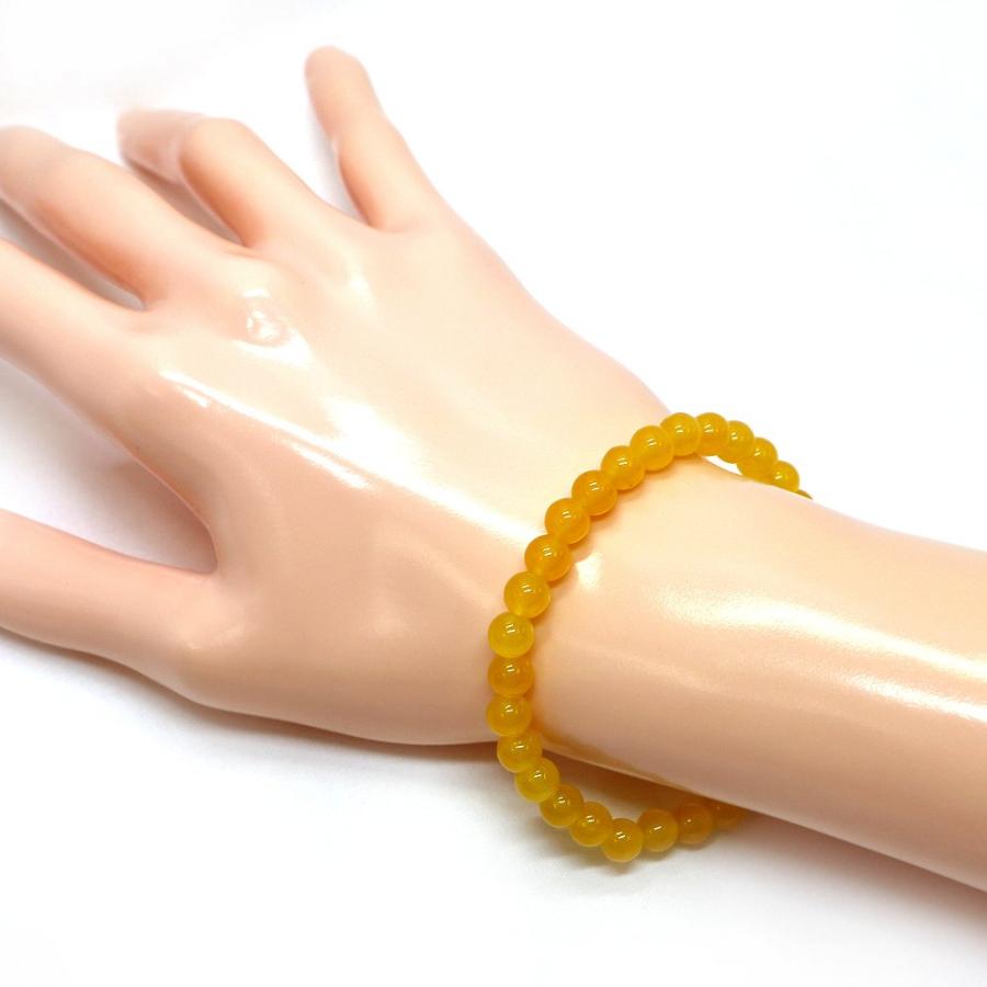 パワーストーン 天然石 ブレスレット カラージェード(イエロー・染め) 丸玉 6mm 数珠 念珠 Bracelet お試し価格 |  | 02
