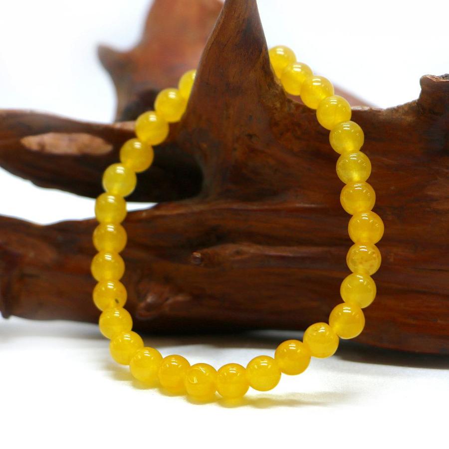 パワーストーン 天然石 ブレスレット カラージェード(イエロー・染め) 丸玉 6mm 数珠 念珠 Bracelet お試し価格 |  | 03