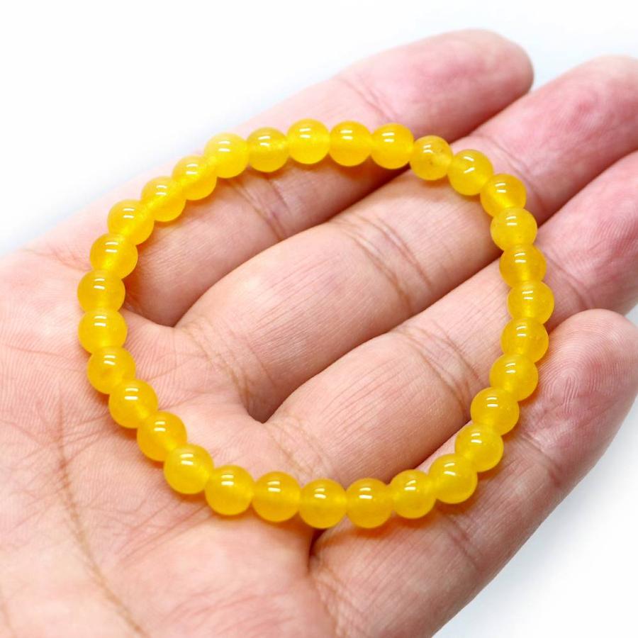 パワーストーン 天然石 ブレスレット カラージェード(イエロー・染め) 丸玉 6mm 数珠 念珠 Bracelet お試し価格 |  | 04