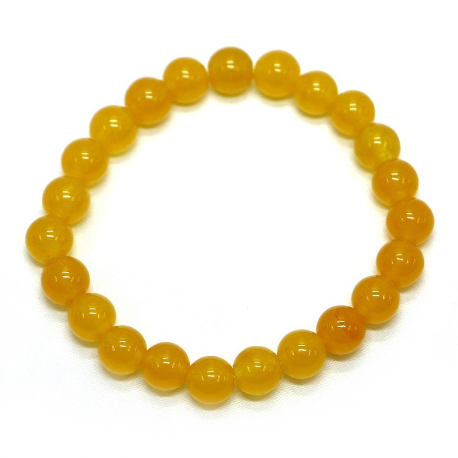 パワーストーン 天然石 ブレスレット カラージェード(イエロー・染め) 丸玉 8mm 数珠 念珠 Bracelet お試し価格 |  | 01