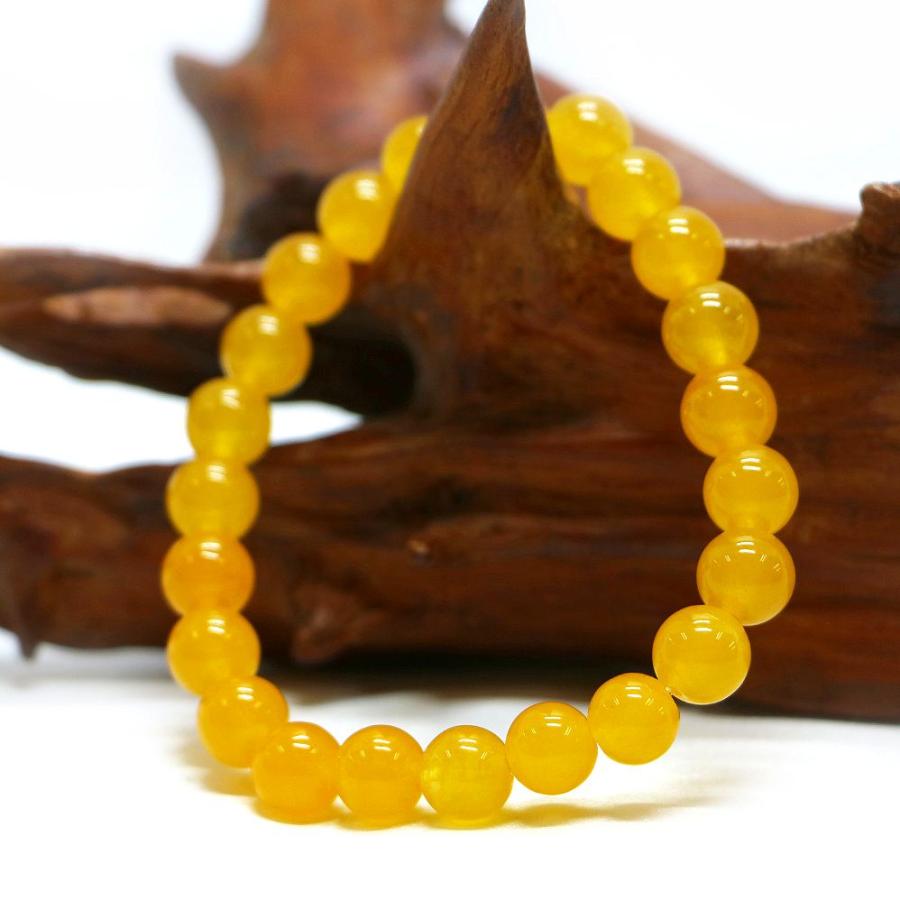 パワーストーン 天然石 ブレスレット カラージェード(イエロー・染め) 丸玉 8mm 数珠 念珠 Bracelet お試し価格 |  | 03