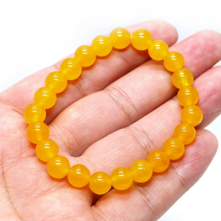 パワーストーン 天然石 ブレスレット カラージェード(イエロー・染め) 丸玉 8mm 数珠 念珠 Bracelet お試し価格 |  | 04