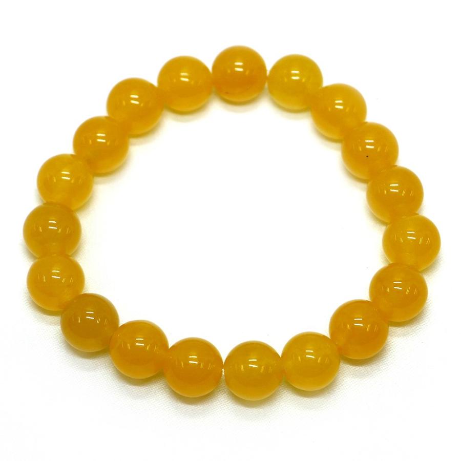 パワーストーン 天然石 ブレスレット カラージェード(イエロー・染め) 丸玉 10mm 数珠 念珠 Bracelet お試し価格 |  | 01