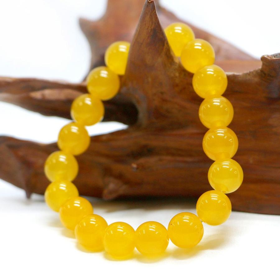 パワーストーン 天然石 ブレスレット カラージェード(イエロー・染め) 丸玉 10mm 数珠 念珠 Bracelet お試し価格 |  | 03