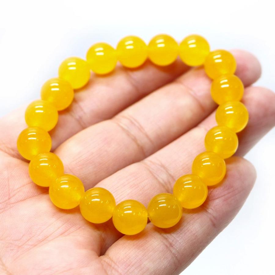 パワーストーン 天然石 ブレスレット カラージェード(イエロー・染め) 丸玉 10mm 数珠 念珠 Bracelet お試し価格 |  | 04