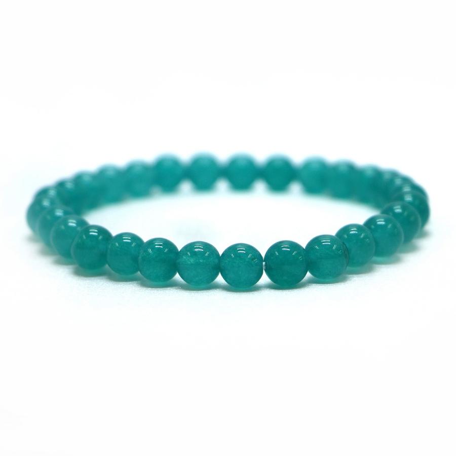 パワーストーン 天然石 ブレスレット カラージェード(アクアブルー・染め) 丸玉 6mm 数珠 念珠 Bracelet お試し価格 | 