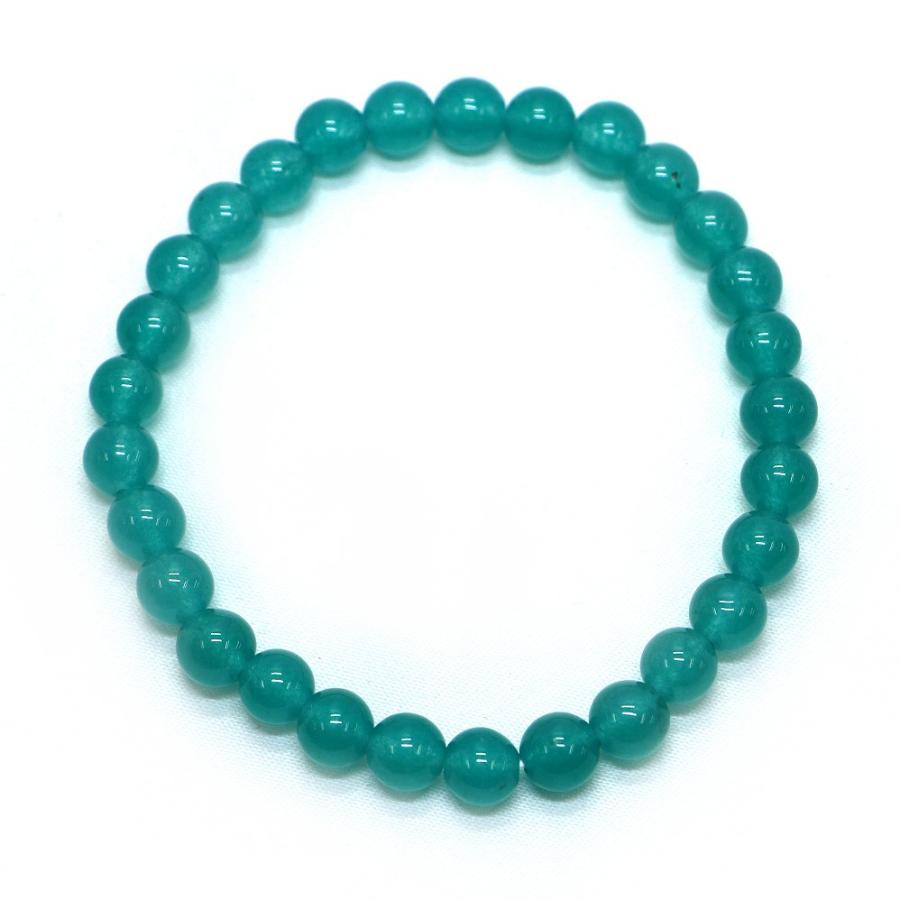 パワーストーン 天然石 ブレスレット カラージェード(アクアブルー・染め) 丸玉 6mm 数珠 念珠 Bracelet お試し価格 |  | 01