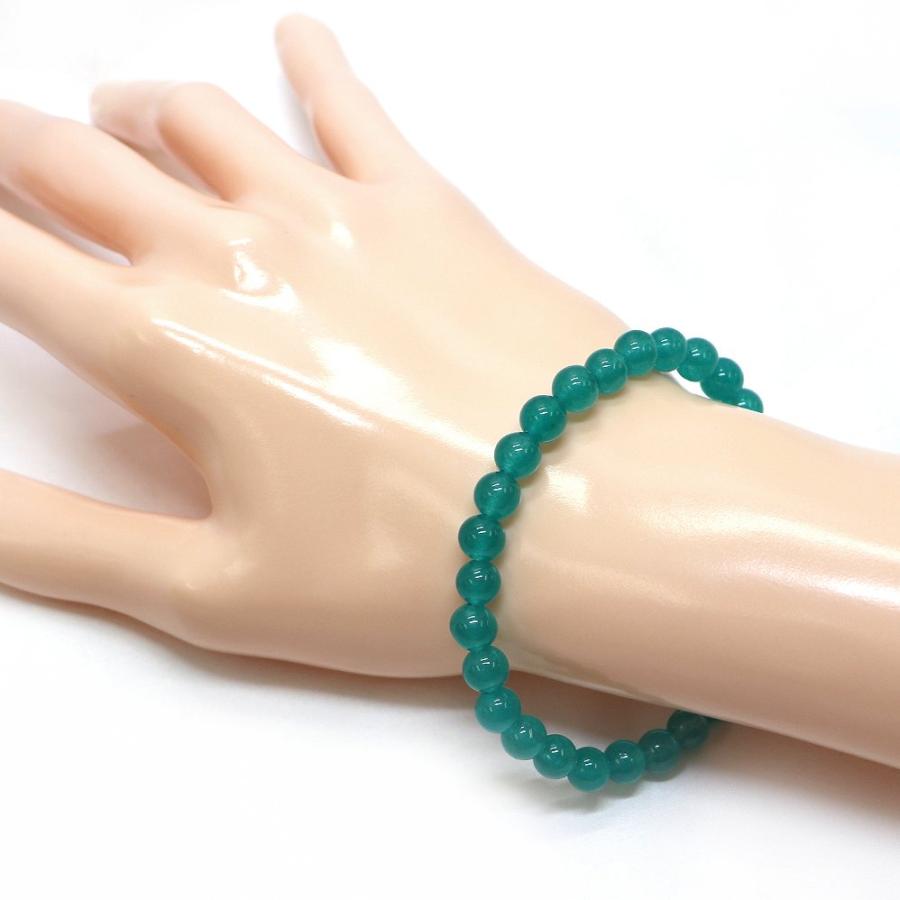 パワーストーン 天然石 ブレスレット カラージェード(アクアブルー・染め) 丸玉 6mm 数珠 念珠 Bracelet お試し価格 |  | 02