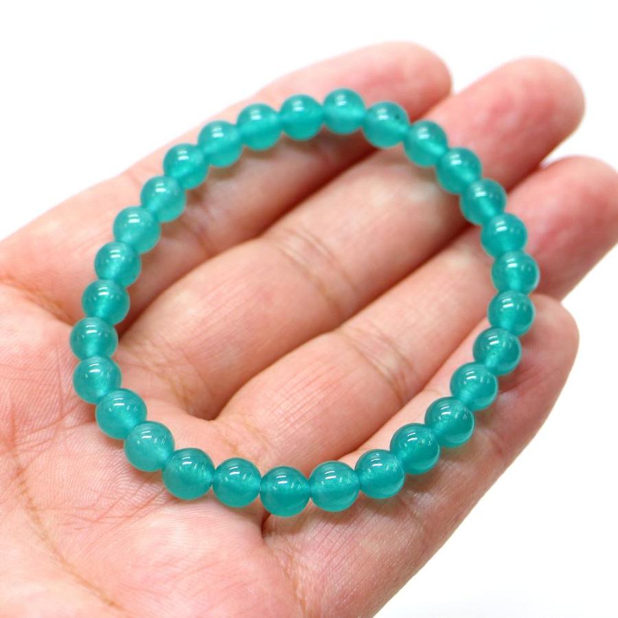 パワーストーン 天然石 ブレスレット カラージェード(アクアブルー・染め) 丸玉 6mm 数珠 念珠 Bracelet お試し価格 |  | 04