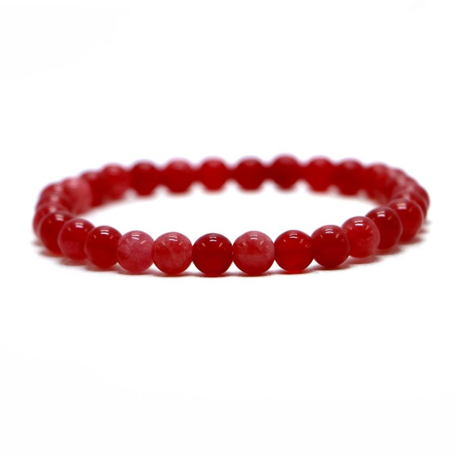 パワーストーン 天然石 ブレスレット カラージェード(チェリーレッド・染め) 丸玉 6mm 数珠 念珠 Bracelet お試し価格 | 