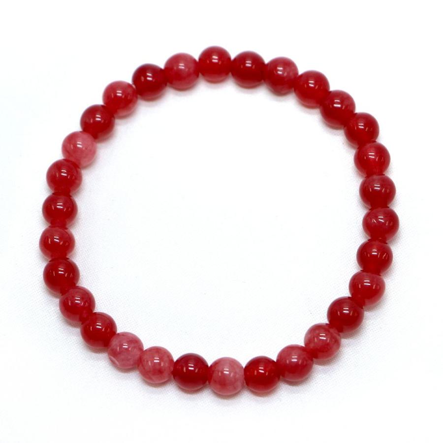 パワーストーン 天然石 ブレスレット カラージェード(チェリーレッド・染め) 丸玉 6mm 数珠 念珠 Bracelet お試し価格 |  | 01