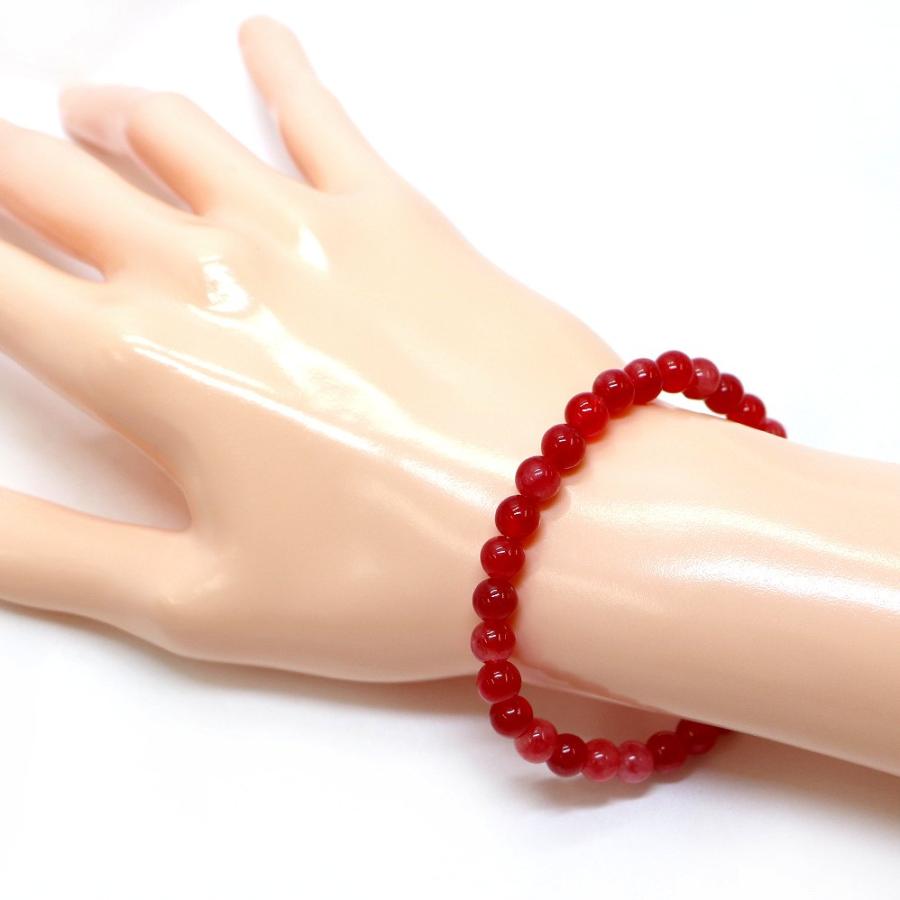 パワーストーン 天然石 ブレスレット カラージェード(チェリーレッド・染め) 丸玉 6mm 数珠 念珠 Bracelet お試し価格 |  | 02