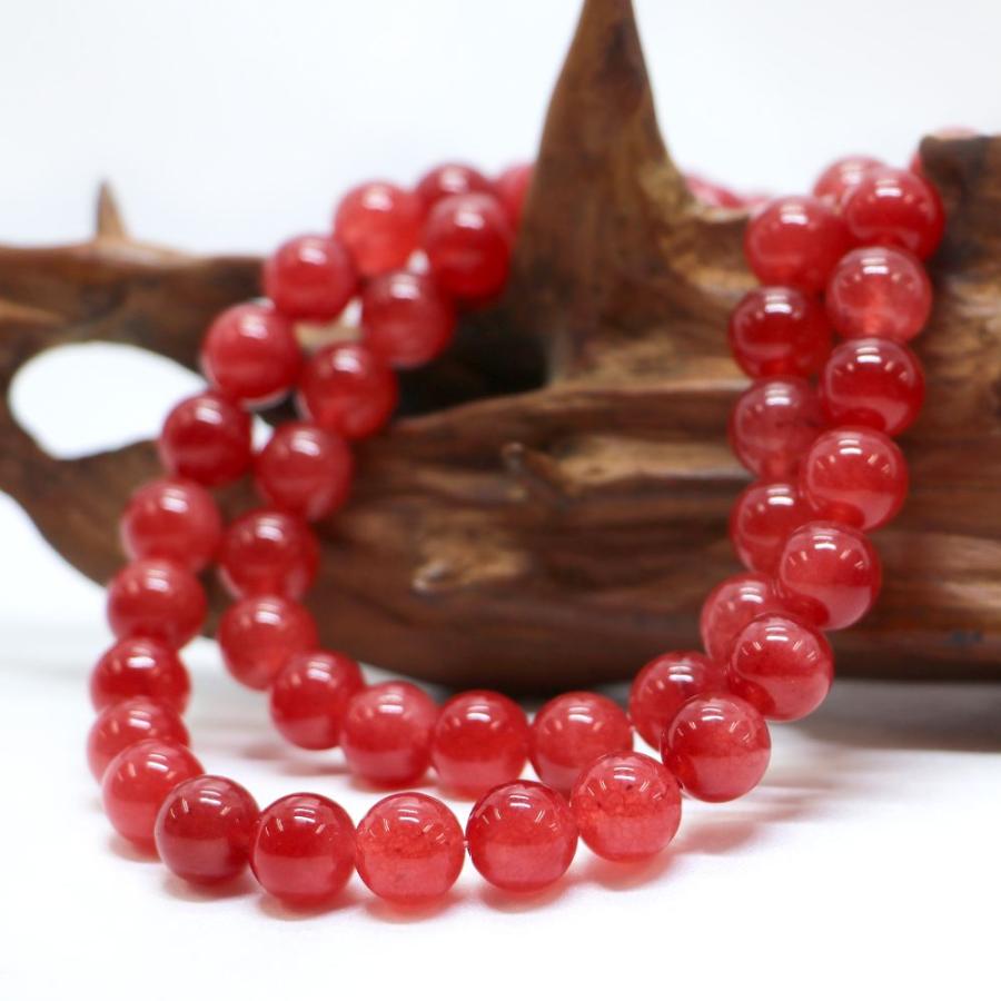 パワーストーン 天然石 ブレスレット カラージェード(チェリーレッド・染め) 丸玉 10mm 数珠 念珠 Bracelet お試し価格 |  | 11