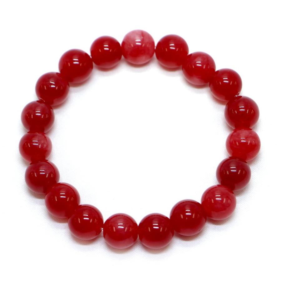 パワーストーン 天然石 ブレスレット カラージェード(チェリーレッド・染め) 丸玉 10mm 数珠 念珠 Bracelet お試し価格 |  | 01