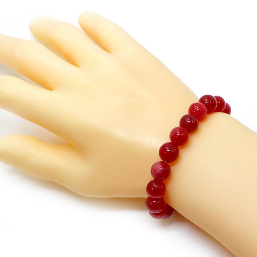 パワーストーン 天然石 ブレスレット カラージェード(チェリーレッド・染め) 丸玉 10mm 数珠 念珠 Bracelet お試し価格 |  | 02