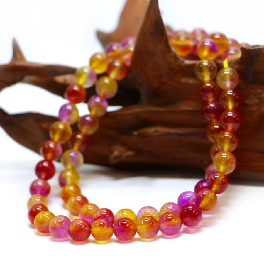 パワーストーン 天然石 ブレスレット カラージェード(イエロー×ピンクMIX・染め) 丸玉 8mm 数珠 念珠 Bracelet お試し価格 |  | 11